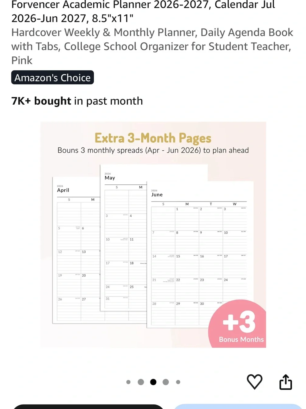 Brand New Pink and Gold Spiral Weekly-Monthly Planner 2026-2027